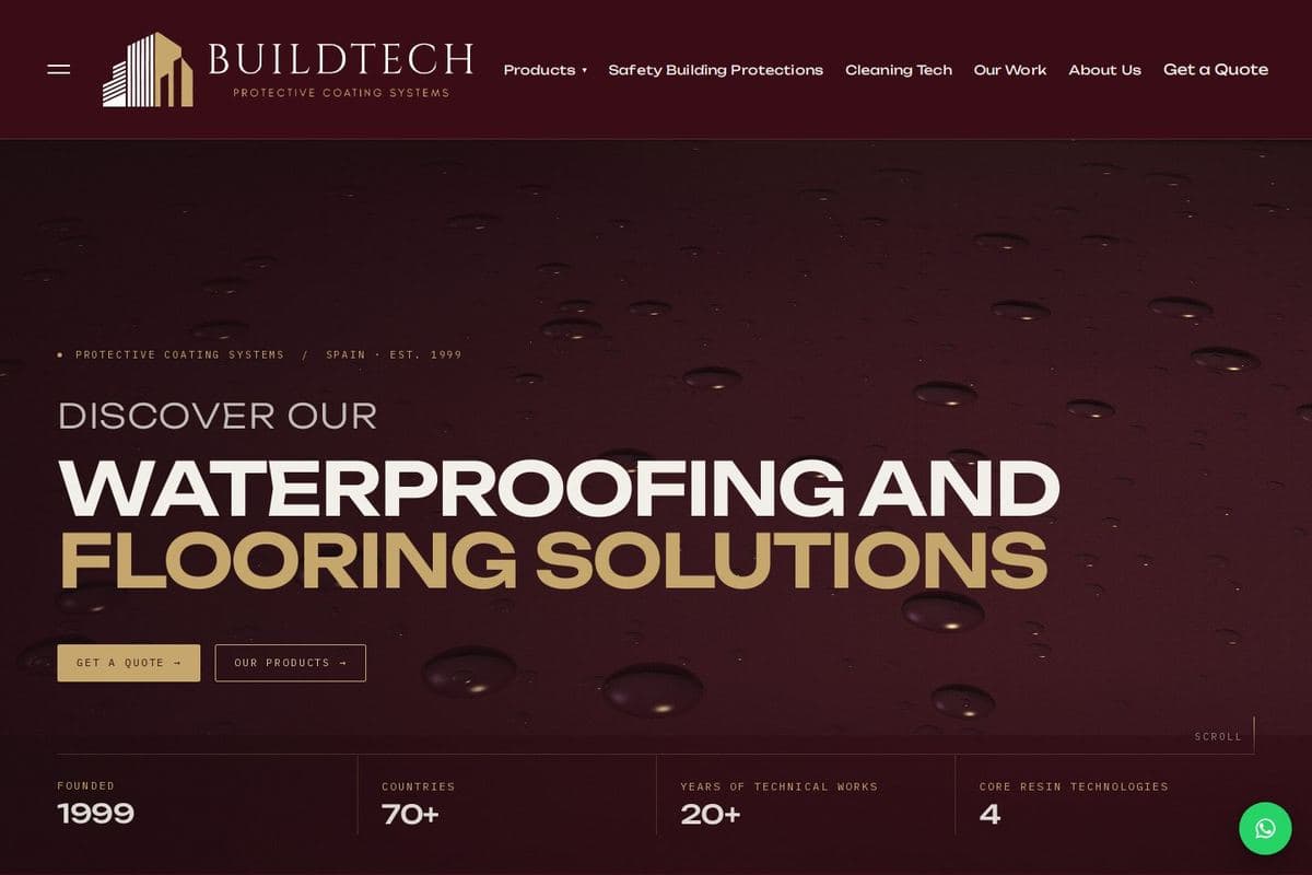 Build-Tech Coatings website, home page