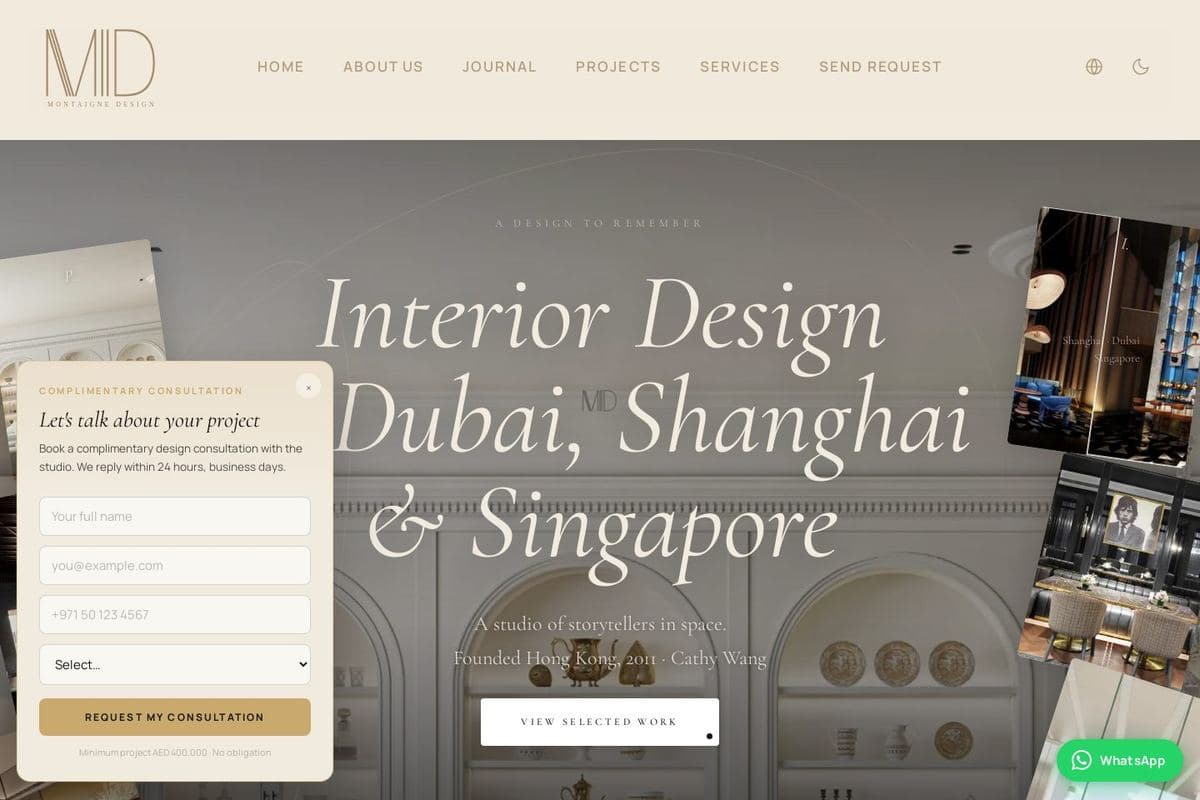 Montaigne Design website, home page
